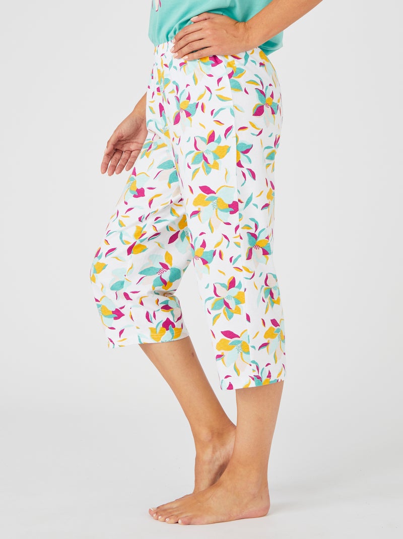 Pantacourt de pyjama pur coton peigné - Damart Blanc - Kiabi