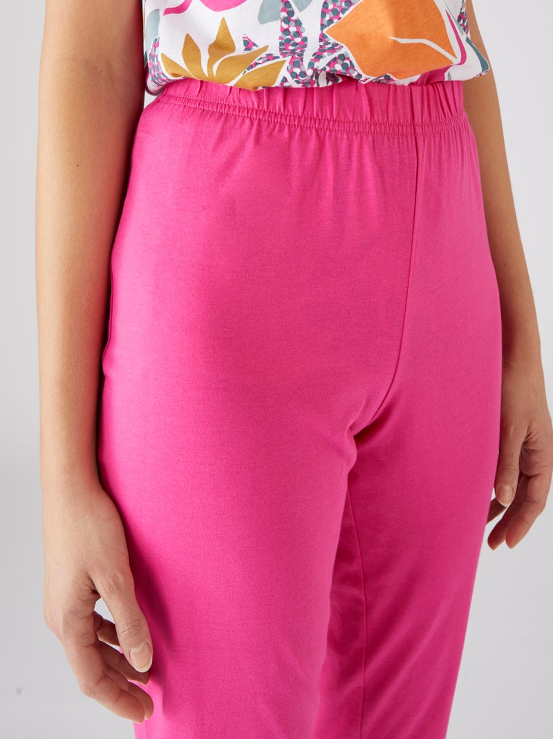 Pantacourt de pyjama pur coton peigné - Damart Rose fushia - Kiabi