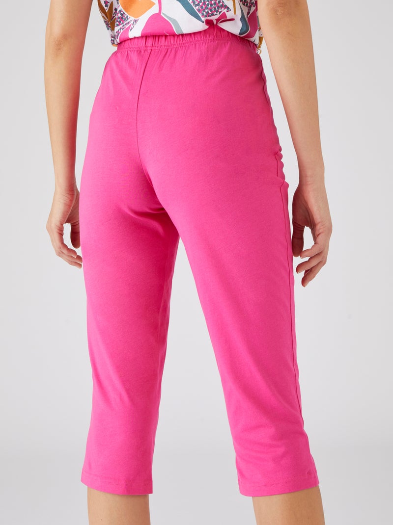Pantacourt de pyjama pur coton peigné - Damart Rose fushia - Kiabi