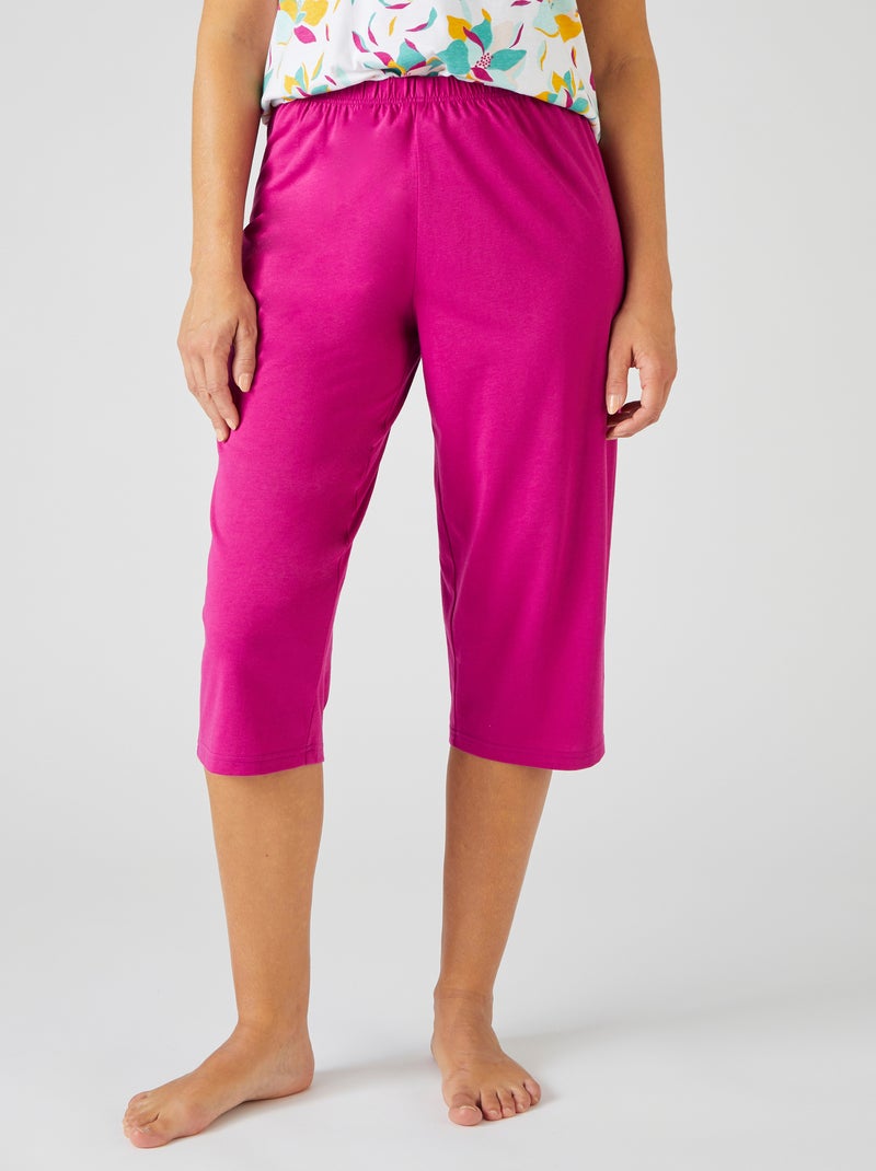 Pantacourt de pyjama pur coton peigné - Damart Rose fushia - Kiabi