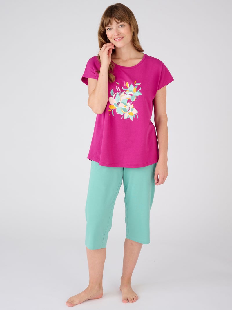 Pantacourt de pyjama pur coton peigné - Damart Vert anis - Kiabi