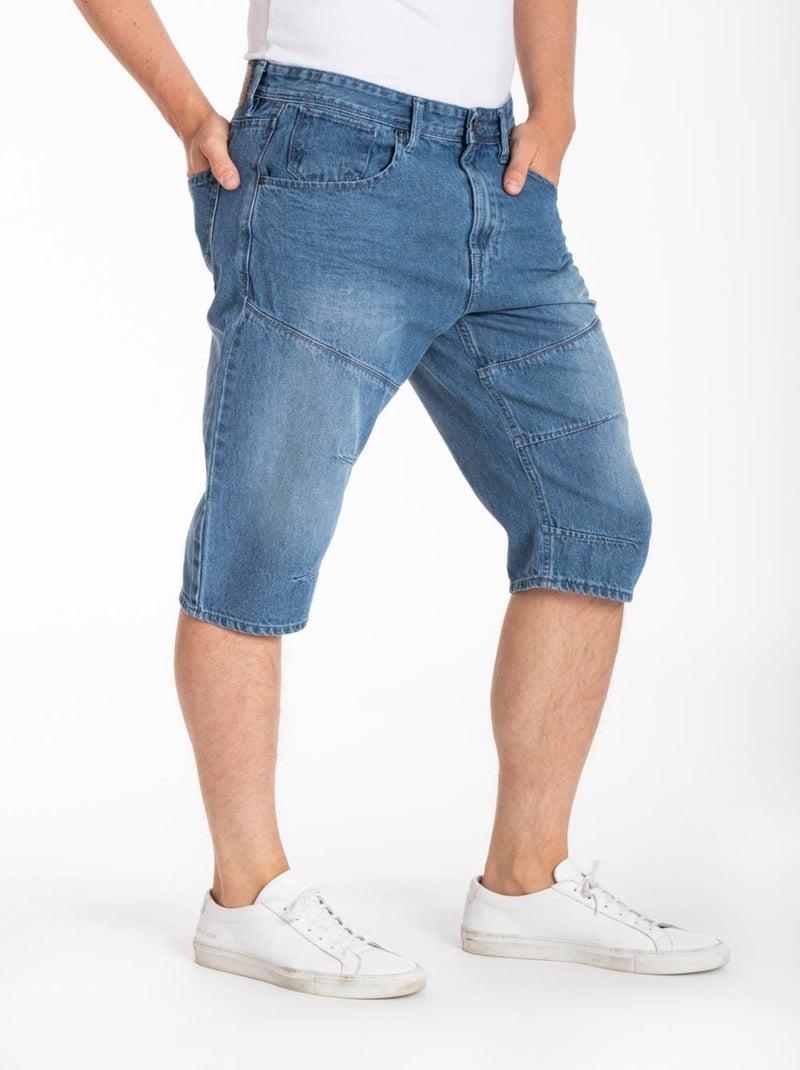 Pantacourt denim super stonewashed MANIK DENIM 'Rica Lewis' Bleu - Kiabi