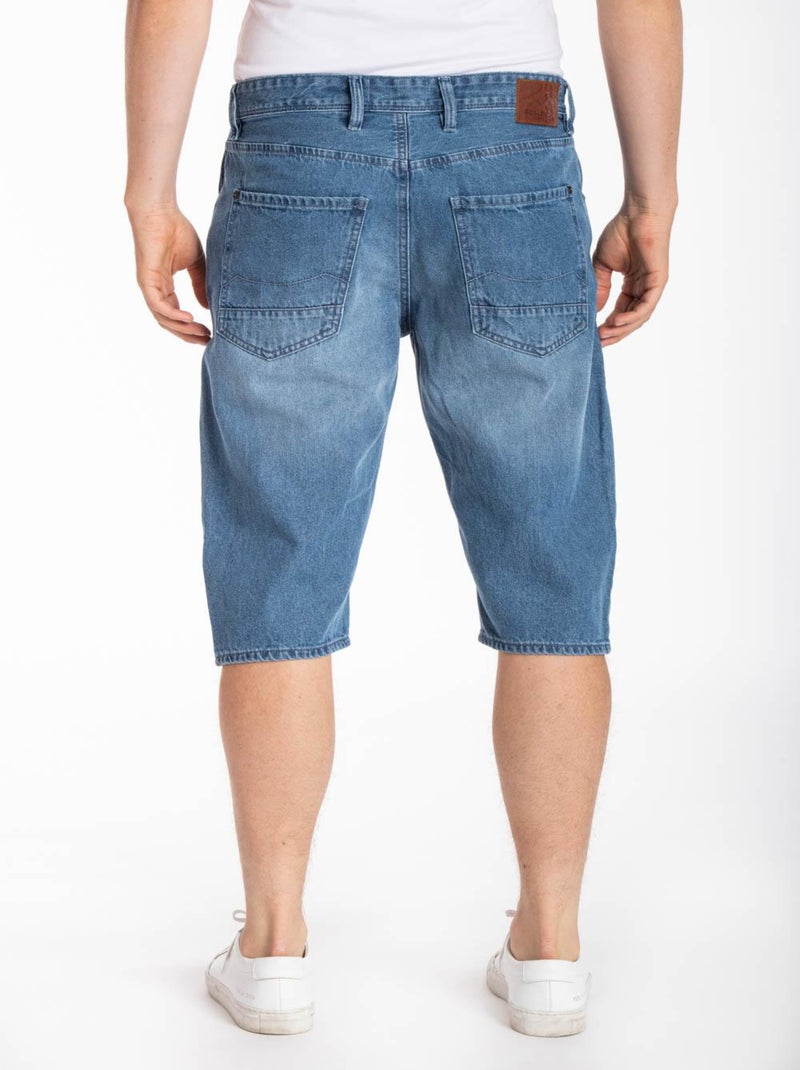 Pantacourt denim super stonewashed MANIK DENIM 'Rica Lewis' Bleu - Kiabi