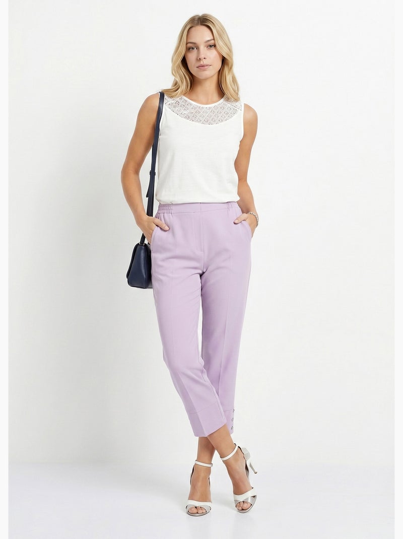 Pantacourt droit taille semi-élastiquée - Afibel Violet - Kiabi