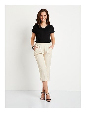 Pantacourt droit taille semi-élastiquée