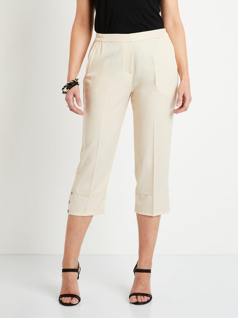 Pantacourt droit taille semi-élastiquée Beige - Kiabi