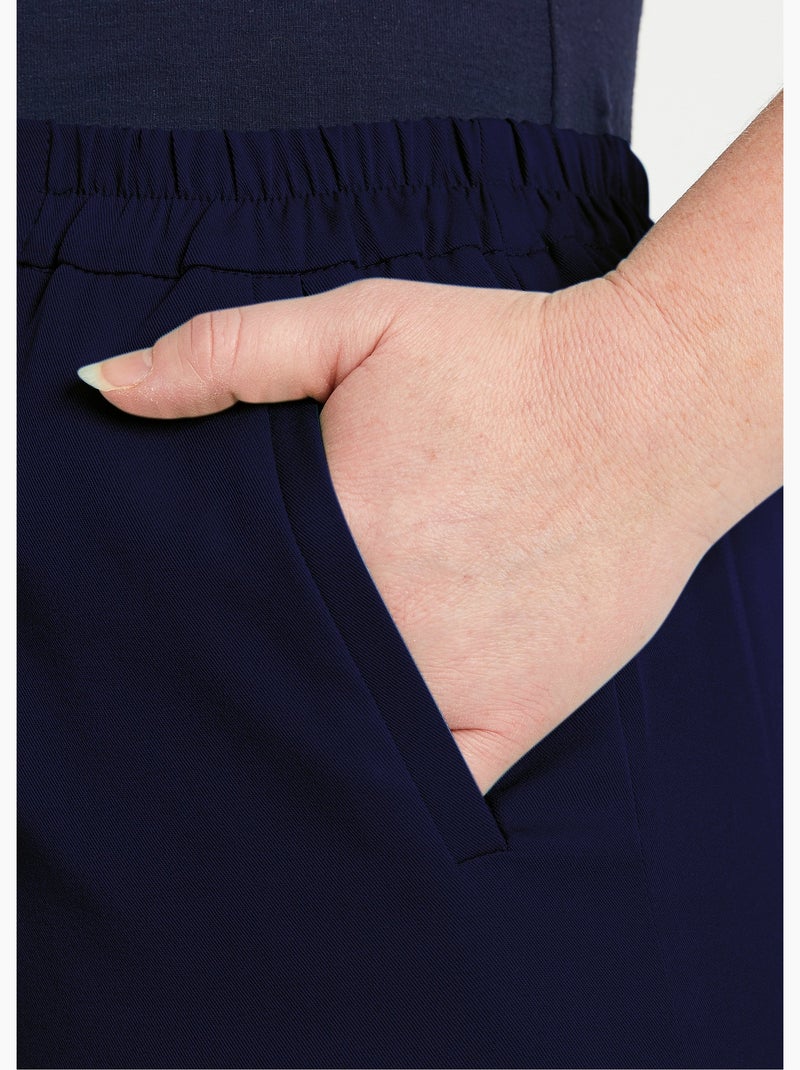 Pantacourt droit taille semi-élastiquée Bleu marine - Kiabi