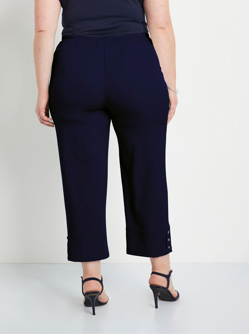 Pantacourt droit taille semi-élastiquée Bleu marine - Kiabi