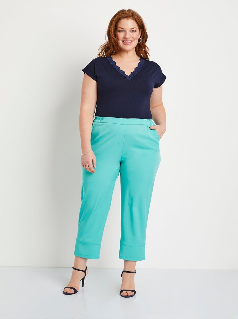 Pantacourt droit taille semi-élastiquée Vert - Kiabi