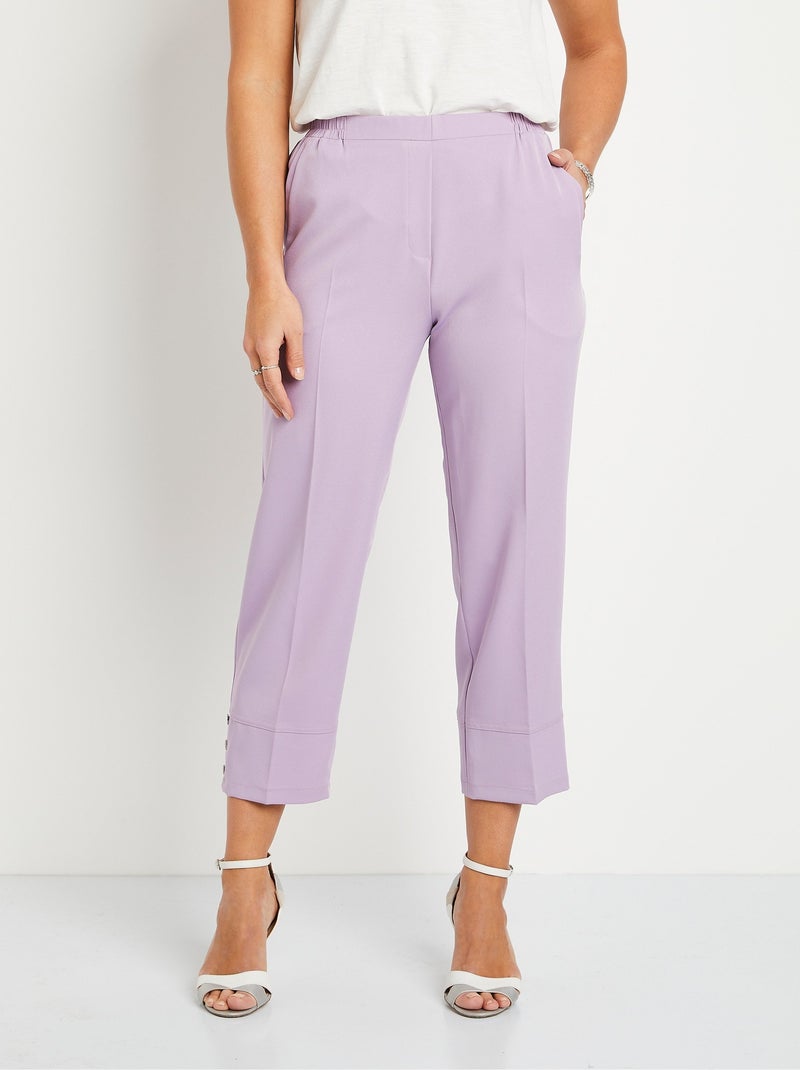 Pantacourt droit taille semi-élastiquée Violet clair - Kiabi