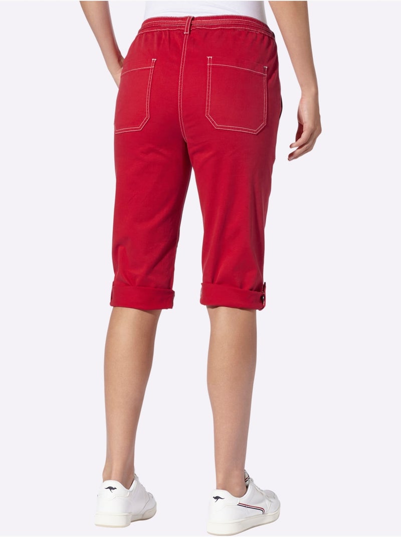 Pantacourt En Coton Qualité Coton - Taille Standard - Helline Rouge - Kiabi