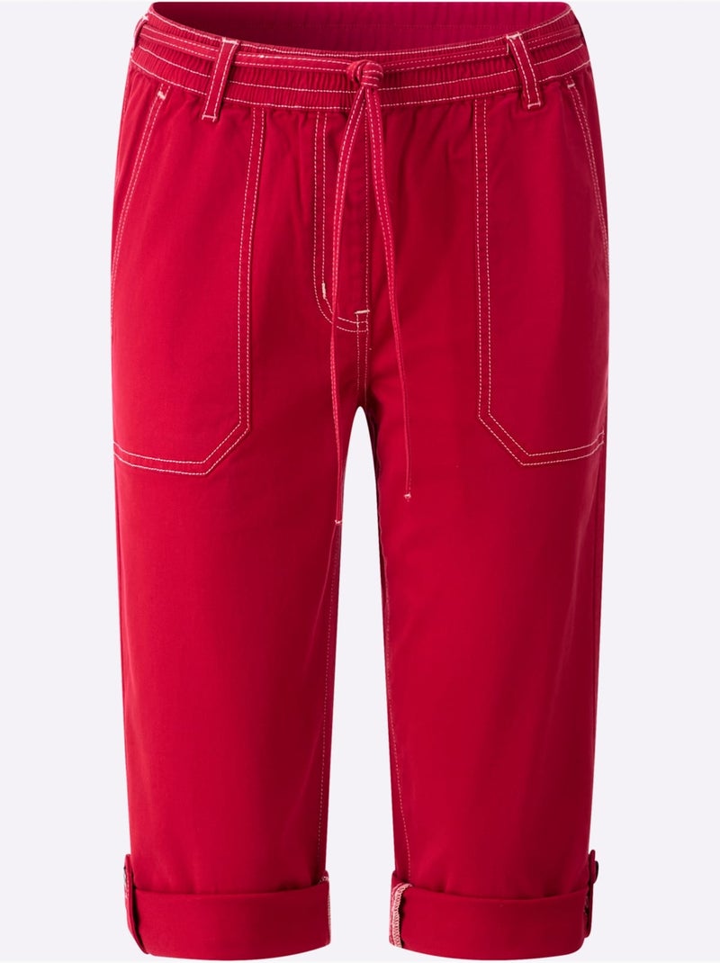Pantacourt En Coton Qualité Coton - Taille Standard - Helline Rouge - Kiabi