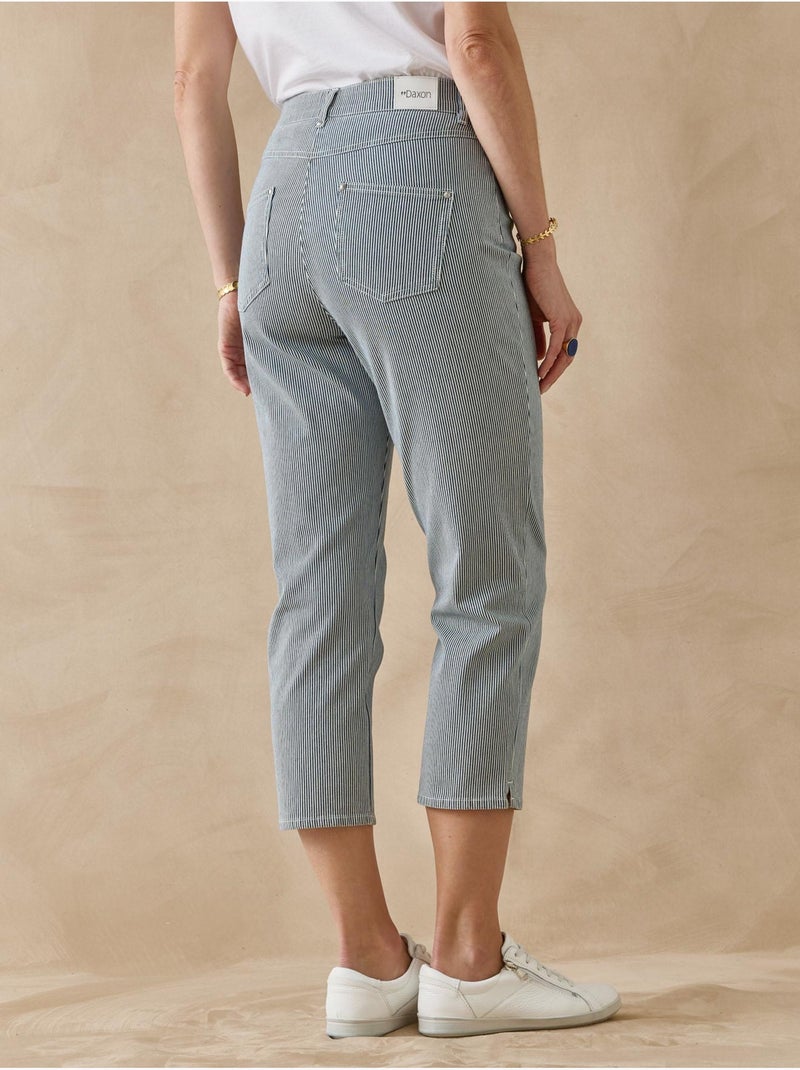 Pantacourt en gabardine avec élastique - DAXON Blanc Bleu - Kiabi