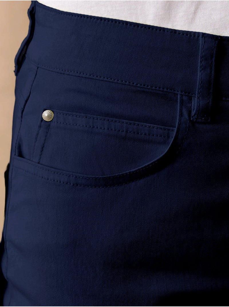 Pantacourt en gabardine avec élastique - DAXON Bleu marine - Kiabi