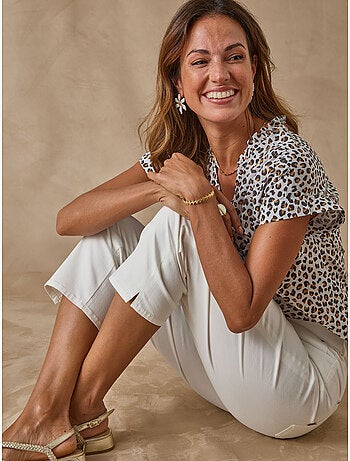 Pantacourt en gabardine avec élastique