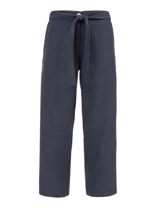Pantacourt en lin bleu marine Femme - Terre de Marins - Kiabi