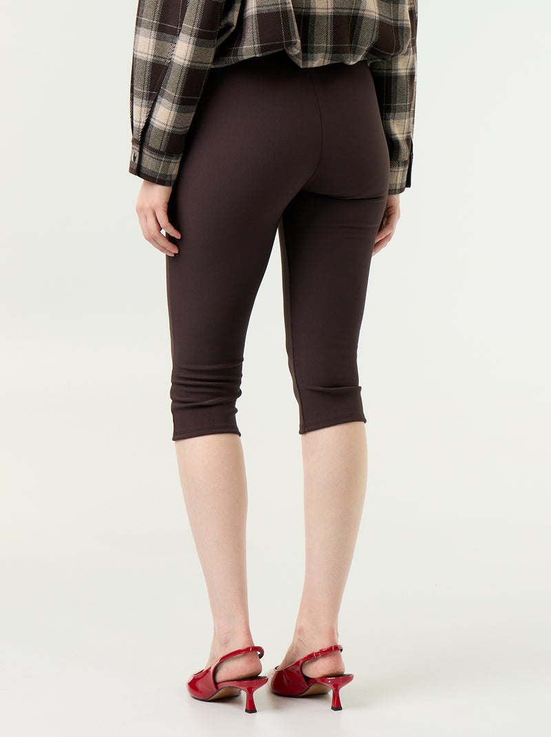 Pantacourt en maille stretch Marron - Kiabi