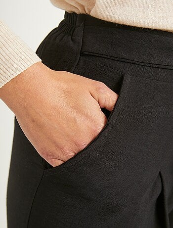 Pantacourt en tissu effet lin