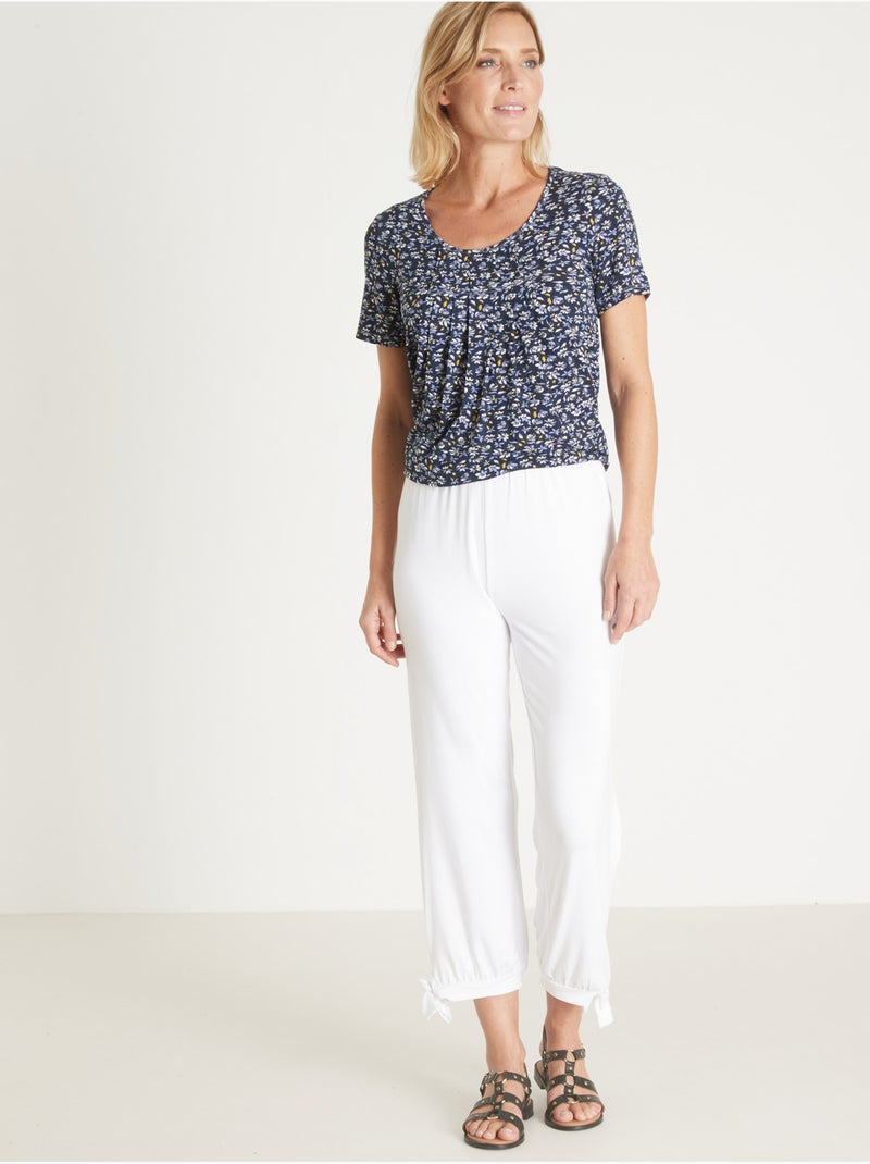 Pantacourt esprit sarouel maille fluide - DAXON Blanc Blanc - Kiabi