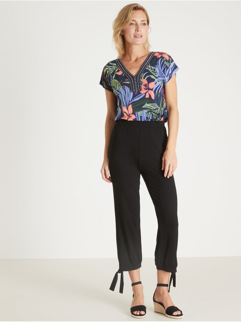 Pantacourt esprit sarouel maille fluide - DAXON Noir Noir - Kiabi