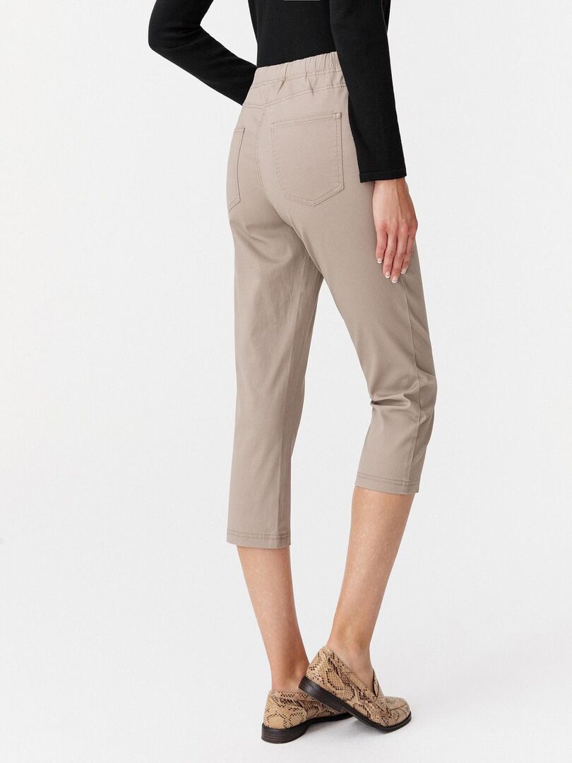 Pantalon femme marron chocolat fluide taille haute boutonné Dina