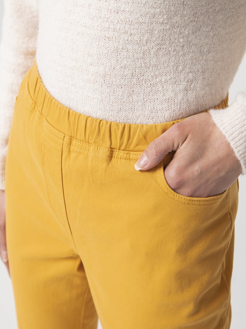 Pantacourt gabardine extensible - Damart Moutarde - Kiabi
