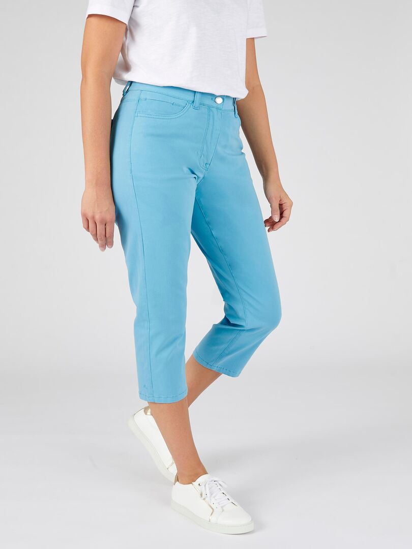 Pantalon Court (pantacourt) épais Gris Rayé MISS CAPTAIN - Taille 44/46, Stretch, Occasion Bon état