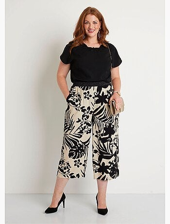 Pantacourt large fluide ceinture élastiquée - Afibel