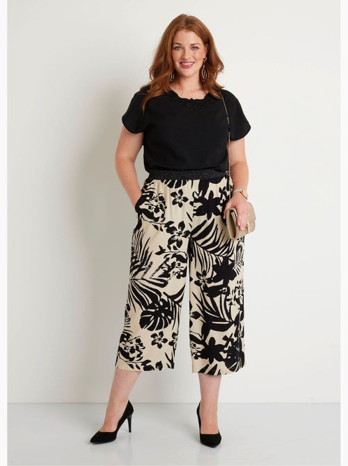 Pantacourt large fluide ceinture élastiquée - Afibel - Kiabi