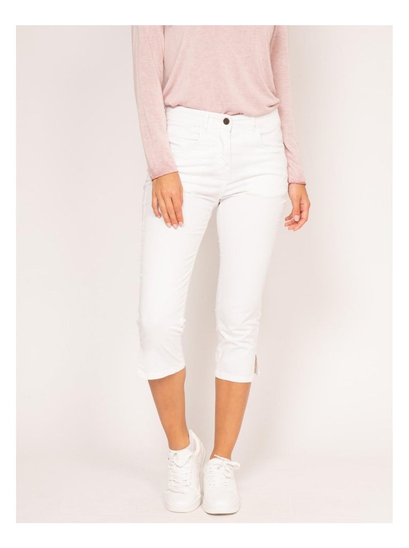 Pantacourt slim en coton stretch XETRA Blanc - Kiabi