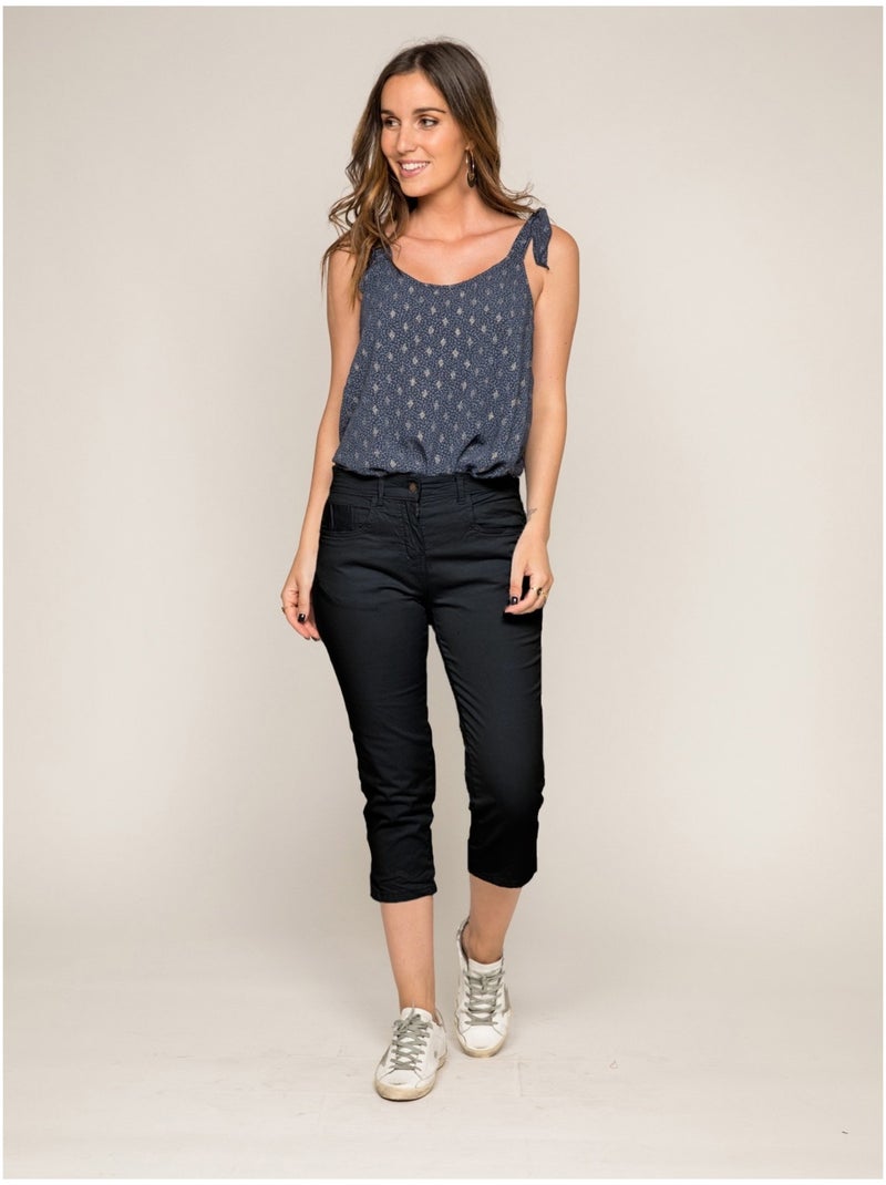 Pantacourt slim en coton stretch XETRA Bleu marine - Kiabi
