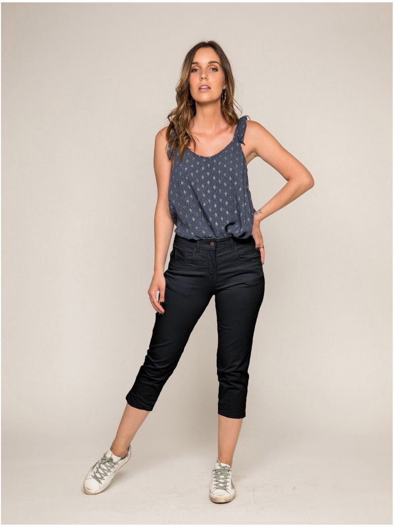 Pantacourt slim en coton stretch XETRA Bleu marine - Kiabi