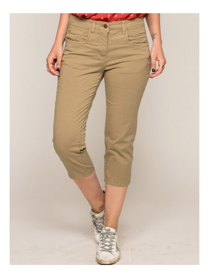 Pantacourt slim en coton stretch XETRA Marron - Kiabi