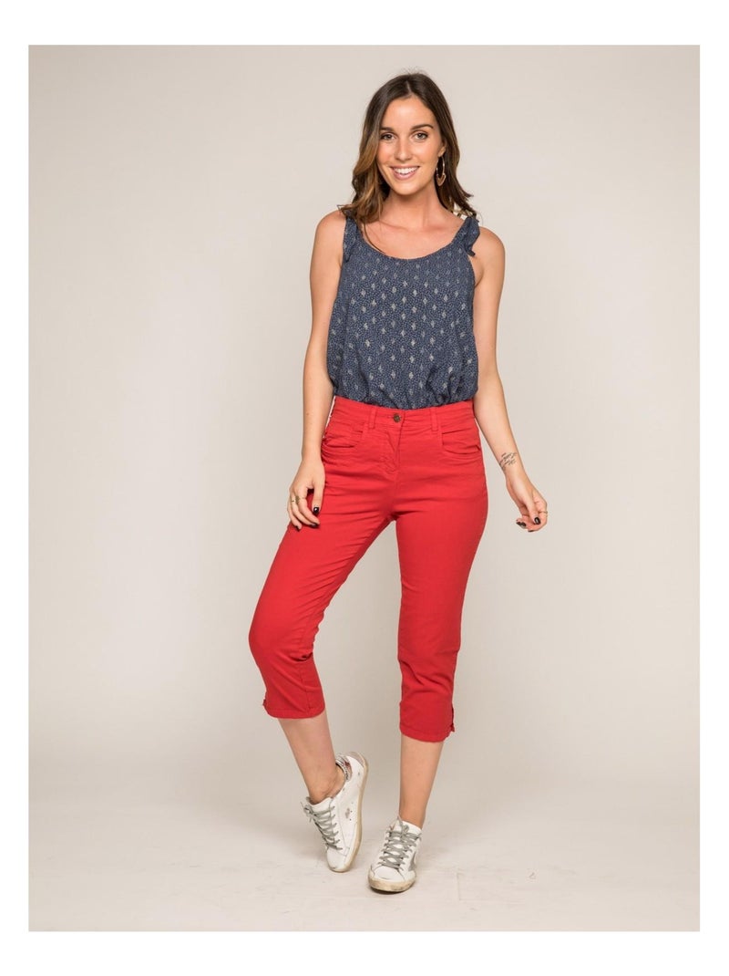 Pantacourt slim en coton stretch XETRA Rouge - Kiabi