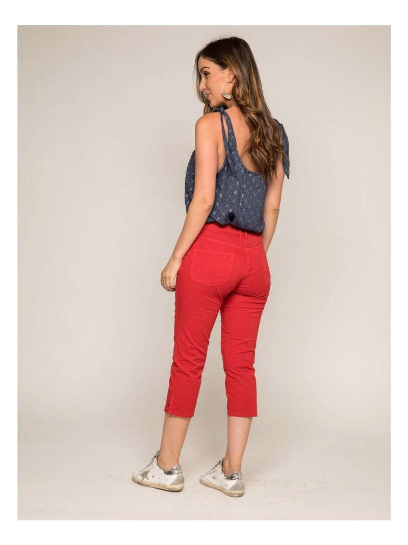 Pantacourt slim en coton stretch XETRA Rouge - Kiabi