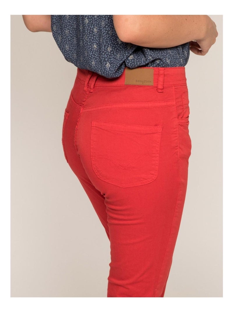 Pantacourt slim en coton stretch XETRA Rouge - Kiabi