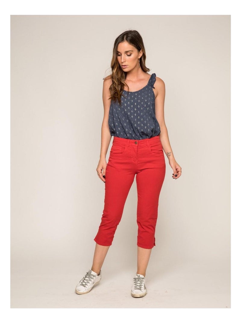 Pantacourt slim en coton stretch XETRA Rouge - Kiabi