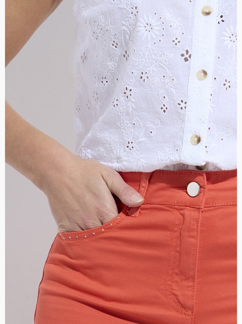 Pantacourt taille élastiquée 5 poches - afibel Corail - Kiabi