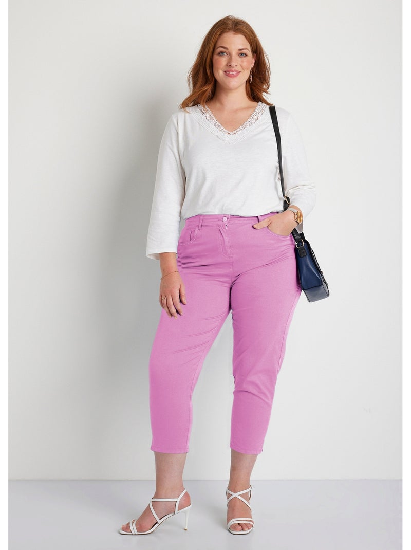 Pantacourt taille élastiquée 5 poches - afibel Violet - Kiabi