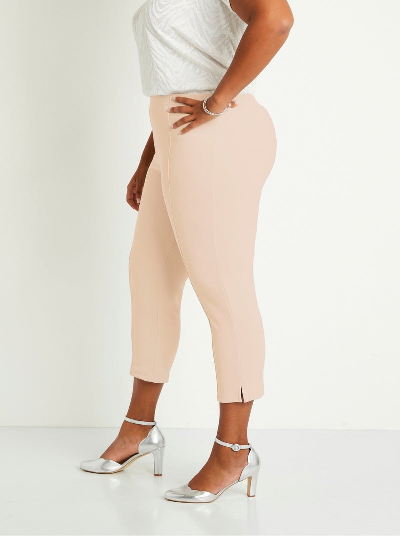 Pantacourt taille élastiquée côtelé Beige - Kiabi