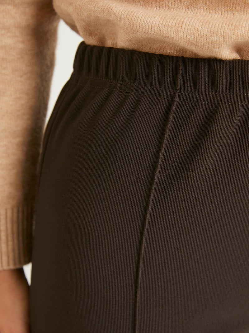 Pantacourt taille élastiquée côtelé Marron - Kiabi