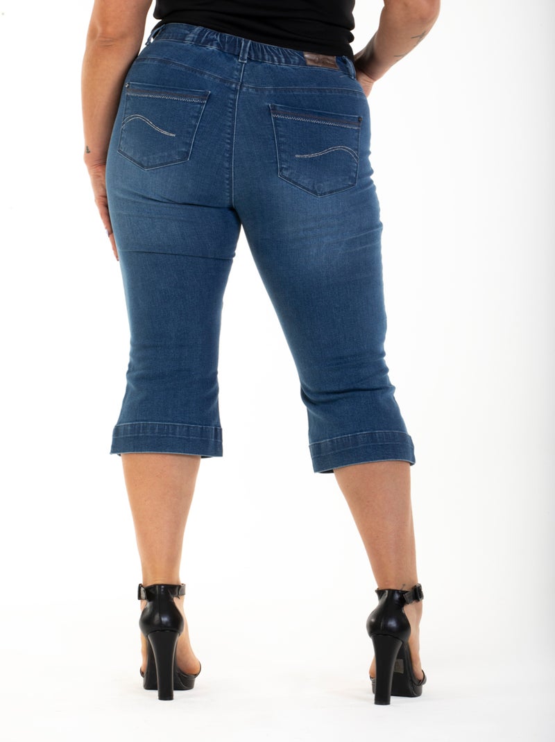 Pantacourt taille haute stretch OBP17 'OBER' Bleu - Kiabi