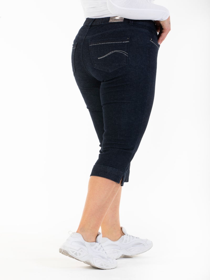 Pantacourt taille haute stretch OBP18 'OBER' Bleu - Kiabi