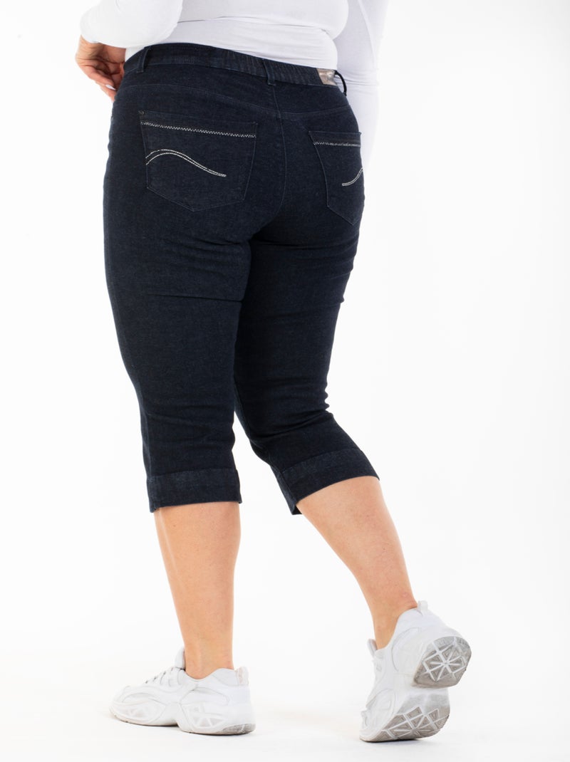 Pantacourt taille haute stretch OBP18 'OBER' Bleu - Kiabi