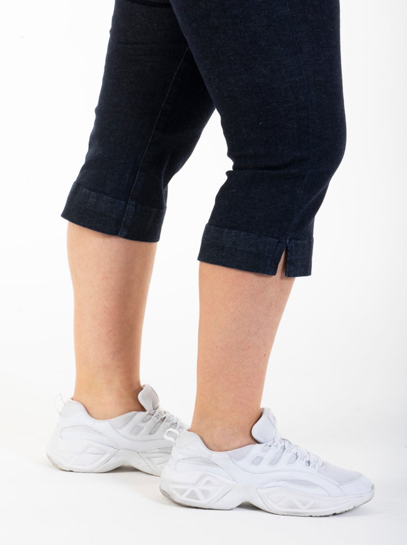 Pantacourt taille haute stretch OBP18 'OBER' Bleu - Kiabi