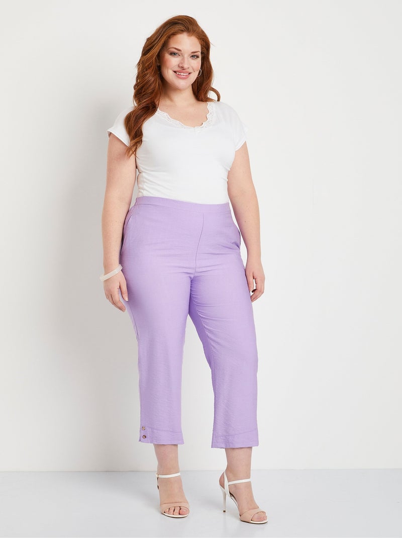 Pantacourt taille semi-élastiquée large - Afibel Violet - Kiabi