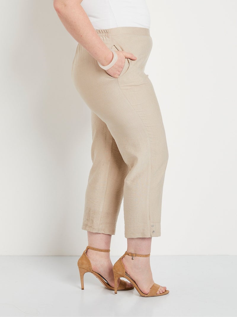 Pantacourt taille semi-élastiquée large Beige sable - Kiabi
