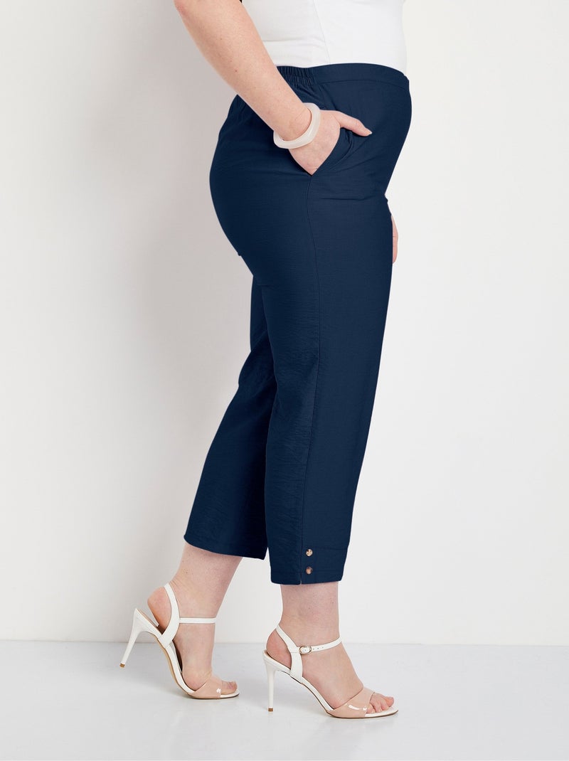 Pantacourt taille semi-élastiquée large Bleu marine - Kiabi