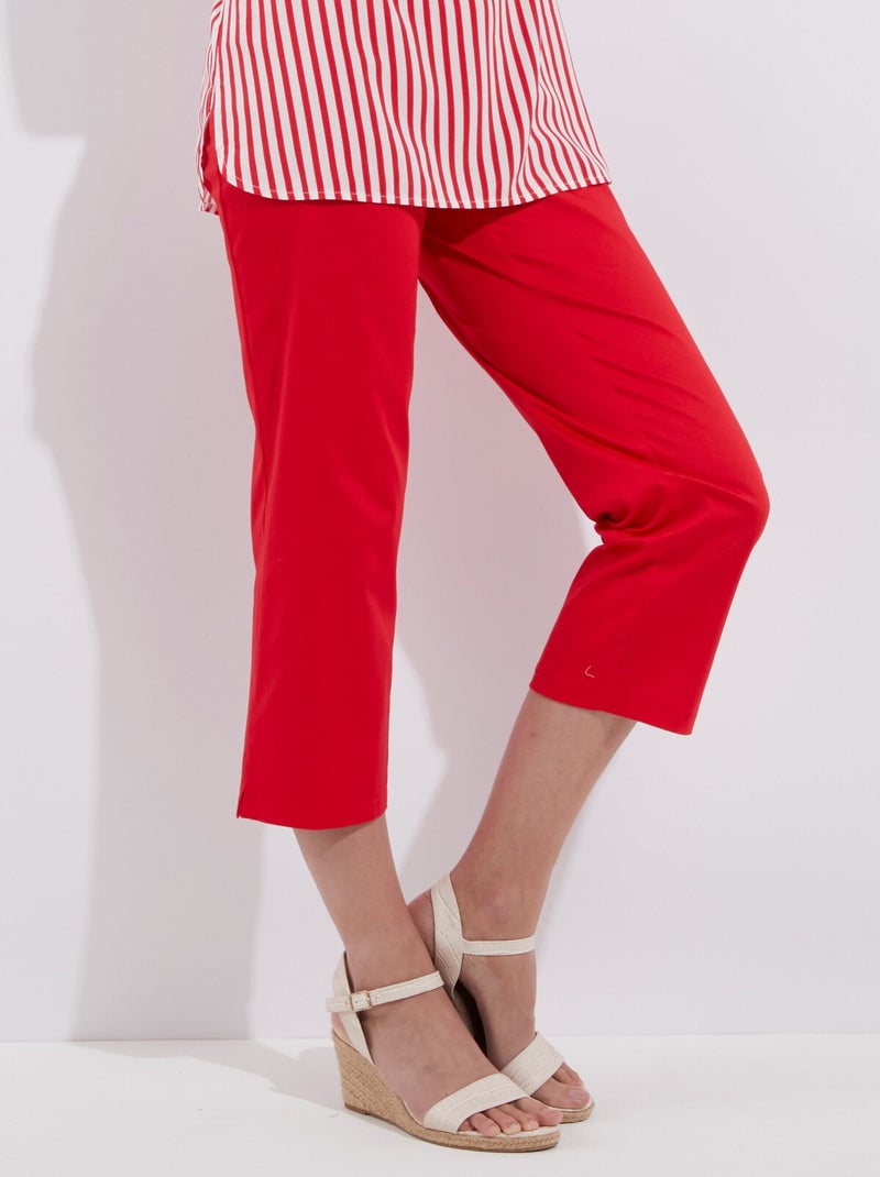 Pantacourt taille semi élastiquée satin - Afibel Rouge - Kiabi