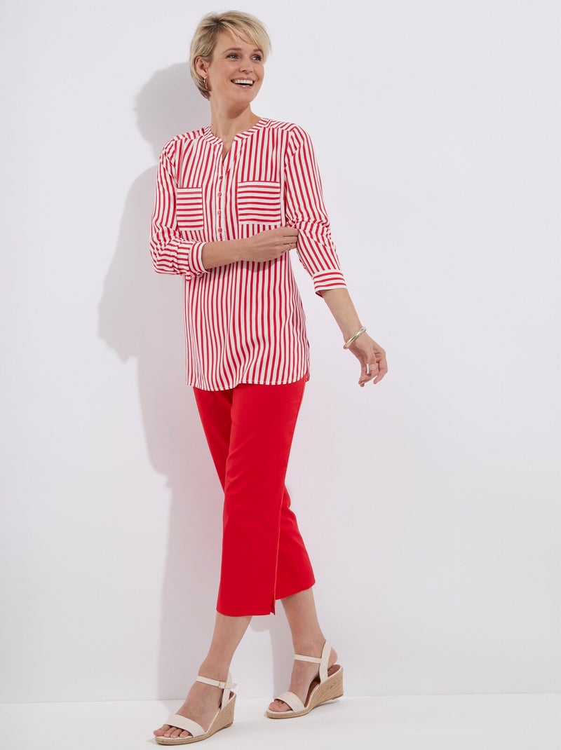 Pantacourt taille semi élastiquée satin - Afibel Rouge - Kiabi